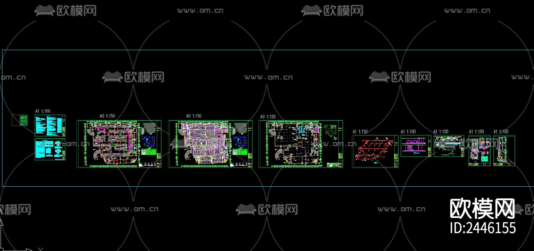 农贸市场地下室给排水CAD施工图下载（渲染图4）