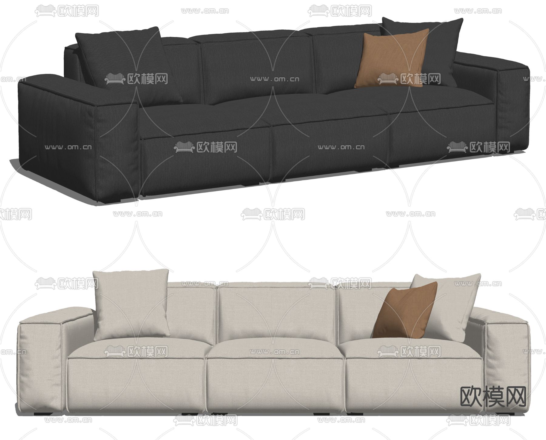 现代多人沙发su模型下载（渲染图2）
