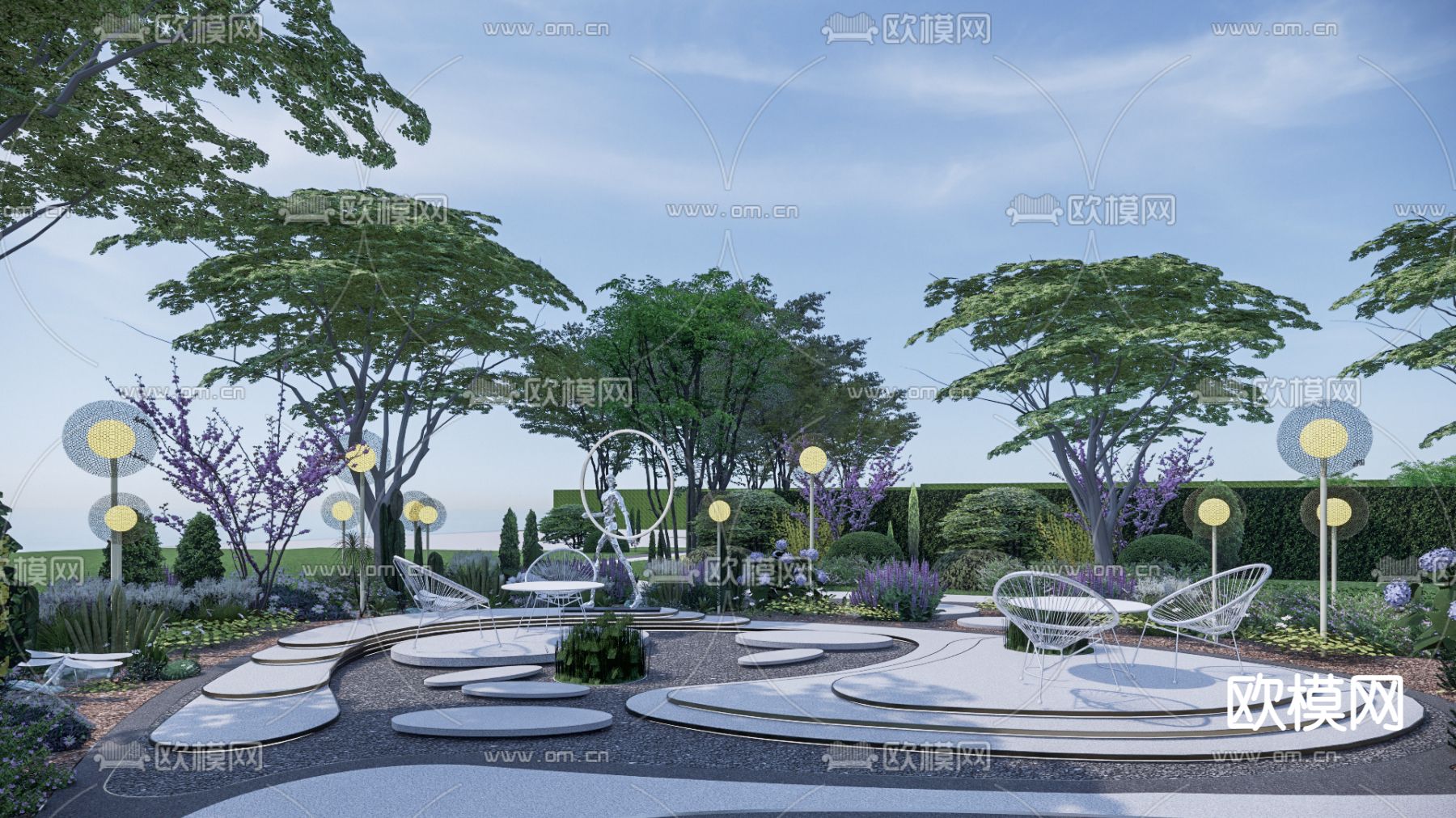 现代公园景观su模型下载（渲染图1）