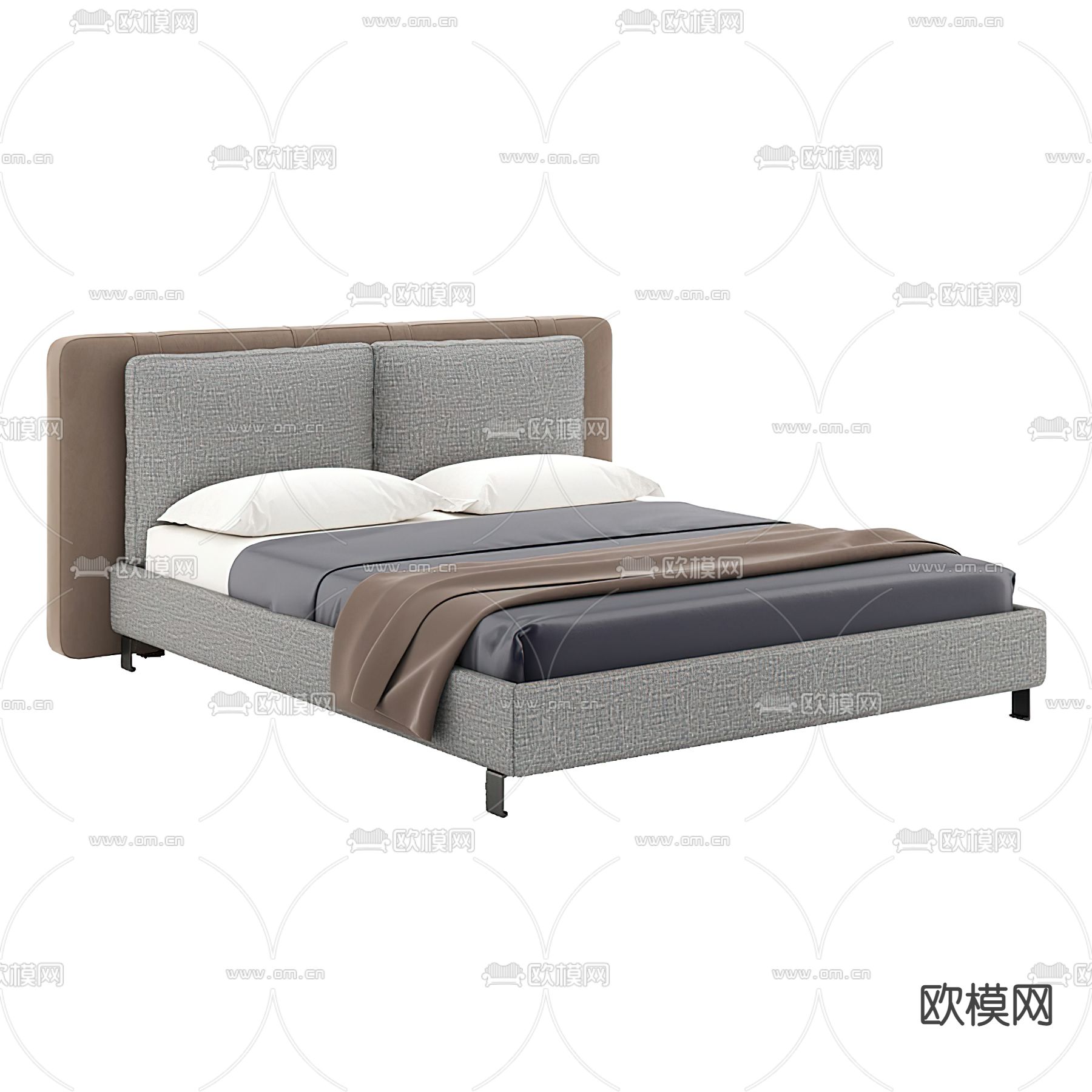 IDEALBEDS  双人床su模型下载（渲染图1）