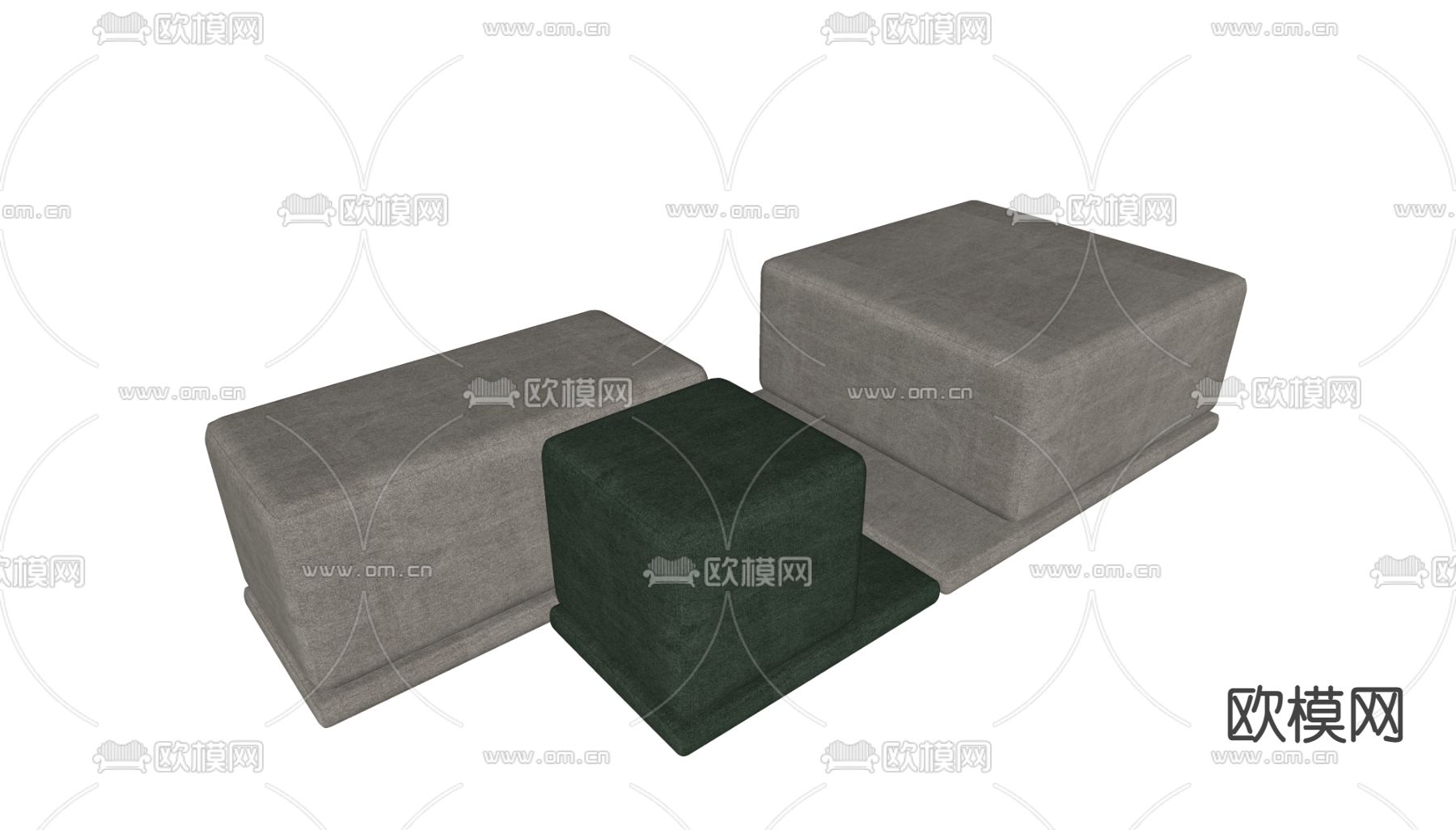 现代方形凳子su模型下载（渲染图2）