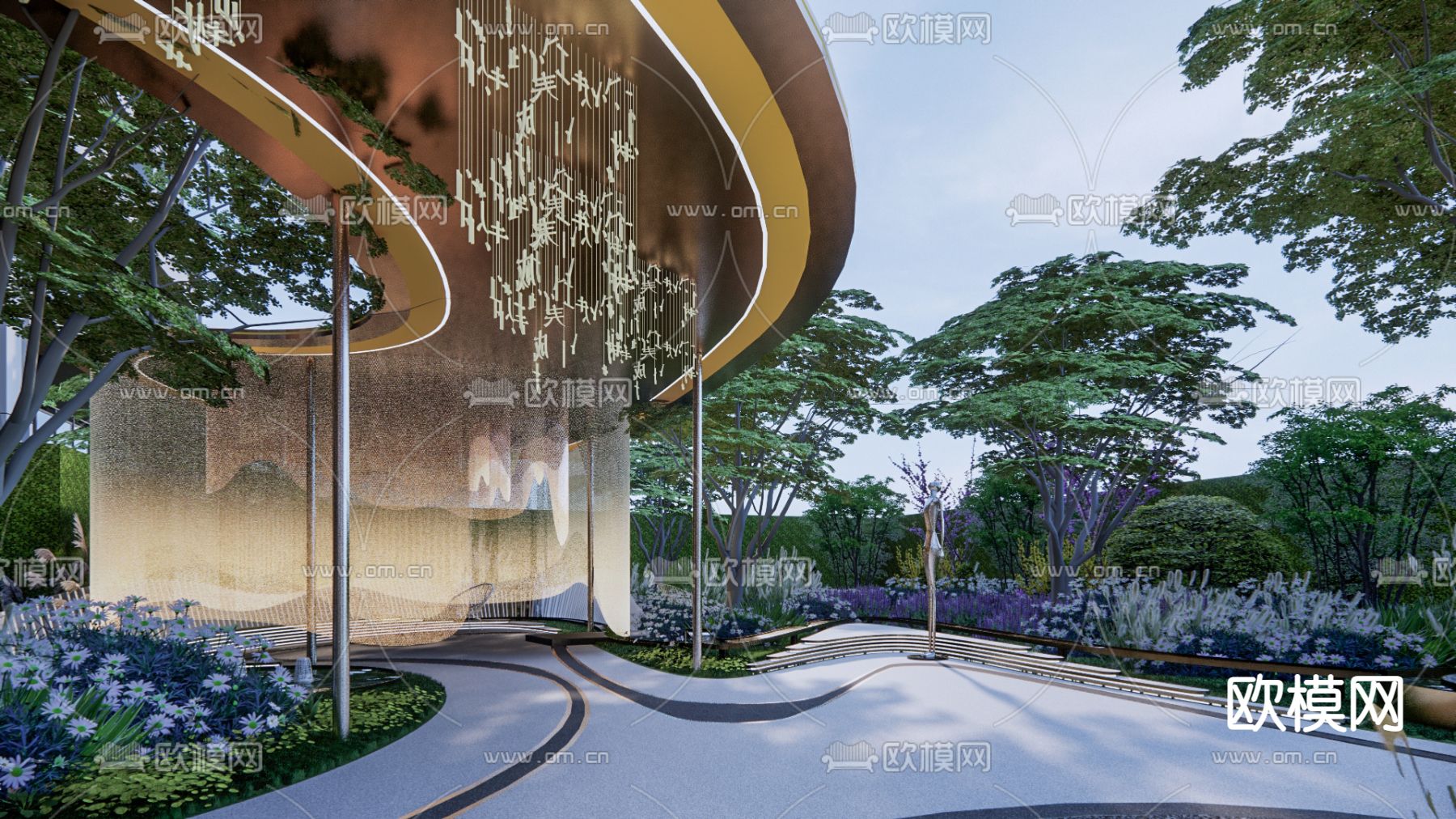 现代公园景观su模型下载（渲染图7）