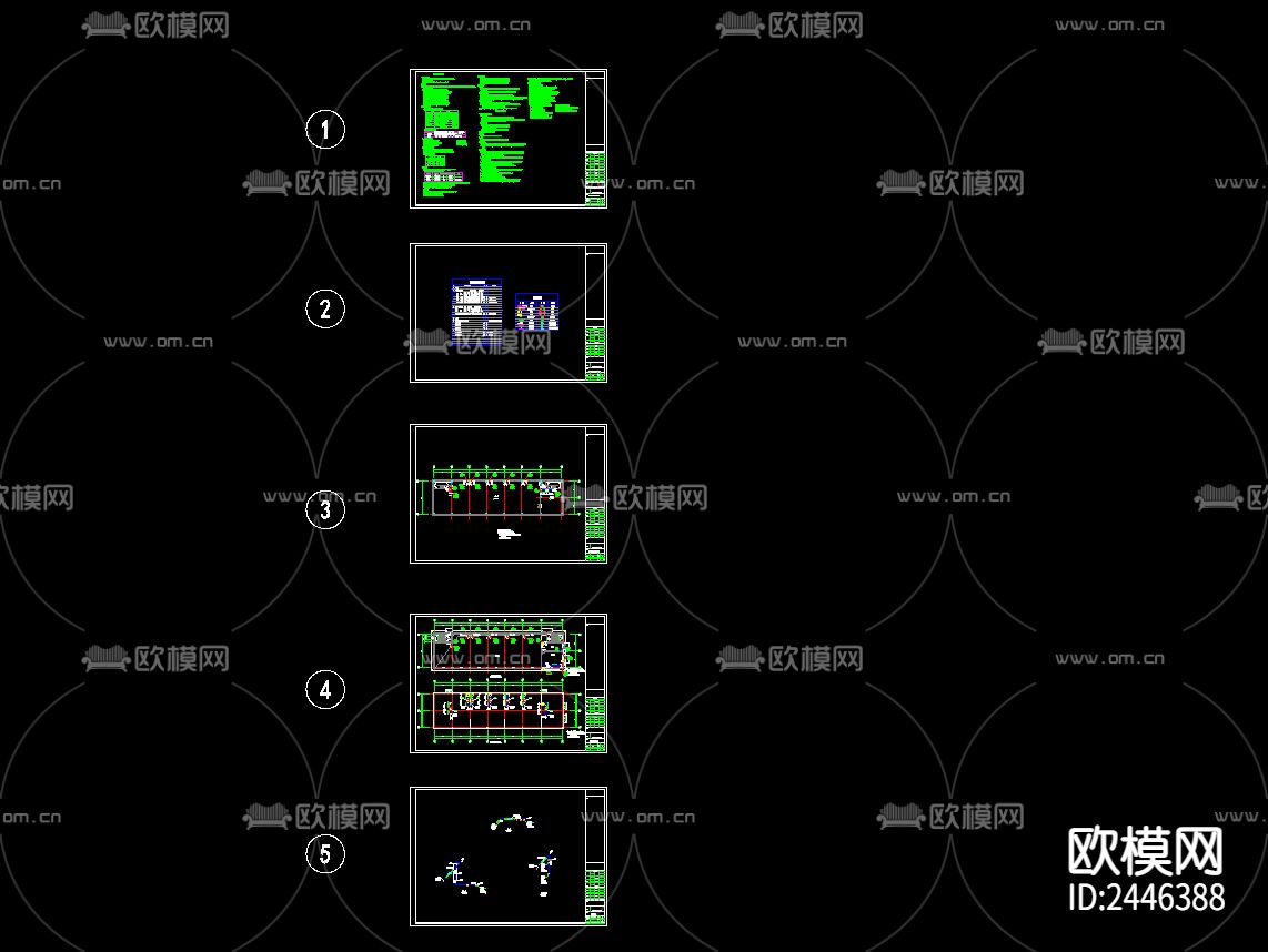 循环水处理厂房暖通CAD施工图下载（渲染图4）