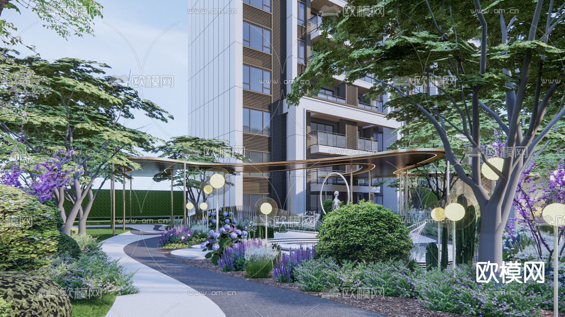 现代公园景观su模型下载（渲染图5）