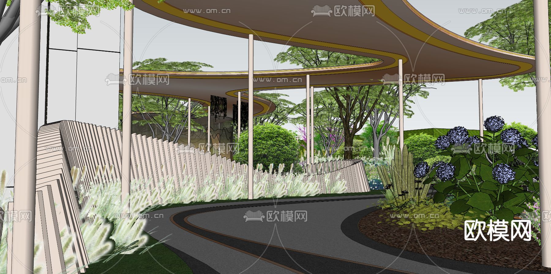 现代公园景观su模型下载（渲染图8）