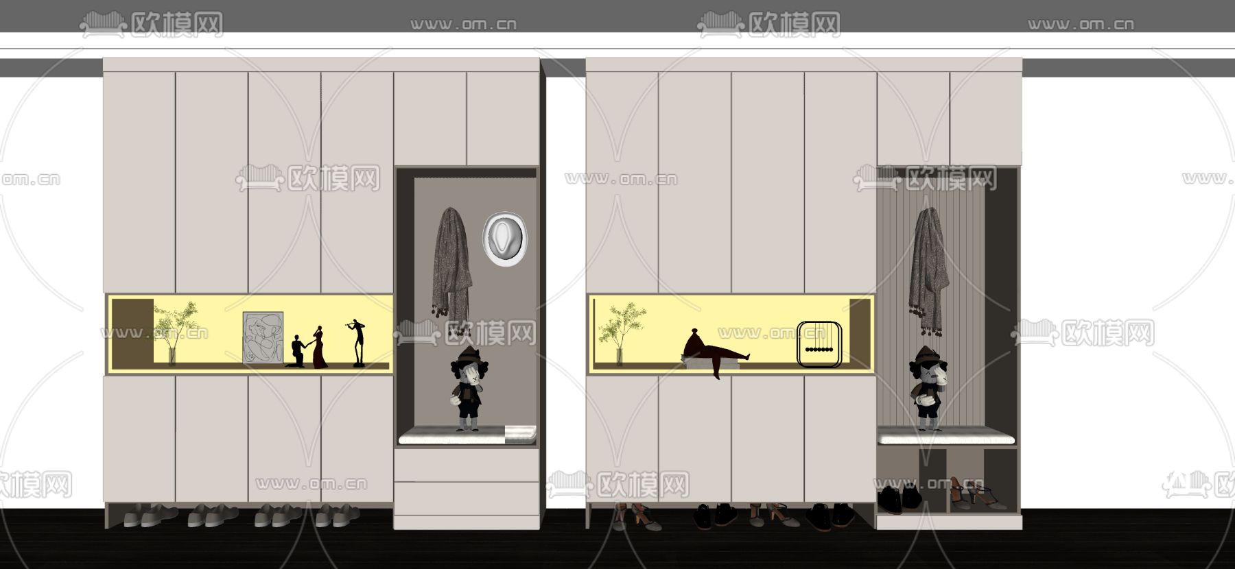 玄关鞋柜 鞋帽柜su模型下载（渲染图2）