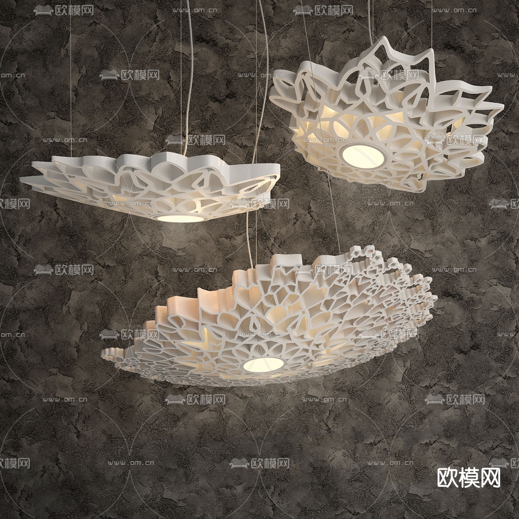 现代轻奢创意镂空艺术吊灯免费3d模型下载_ID12273983_3dmax免费模型-欧模网