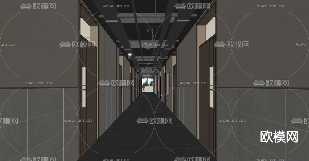 学校宿舍 走廊过道su模型下载_ID12273247_sketchup模型下载-欧模网