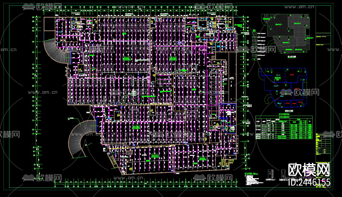 农贸市场地下室给排水CAD施工图下载（渲染图1）