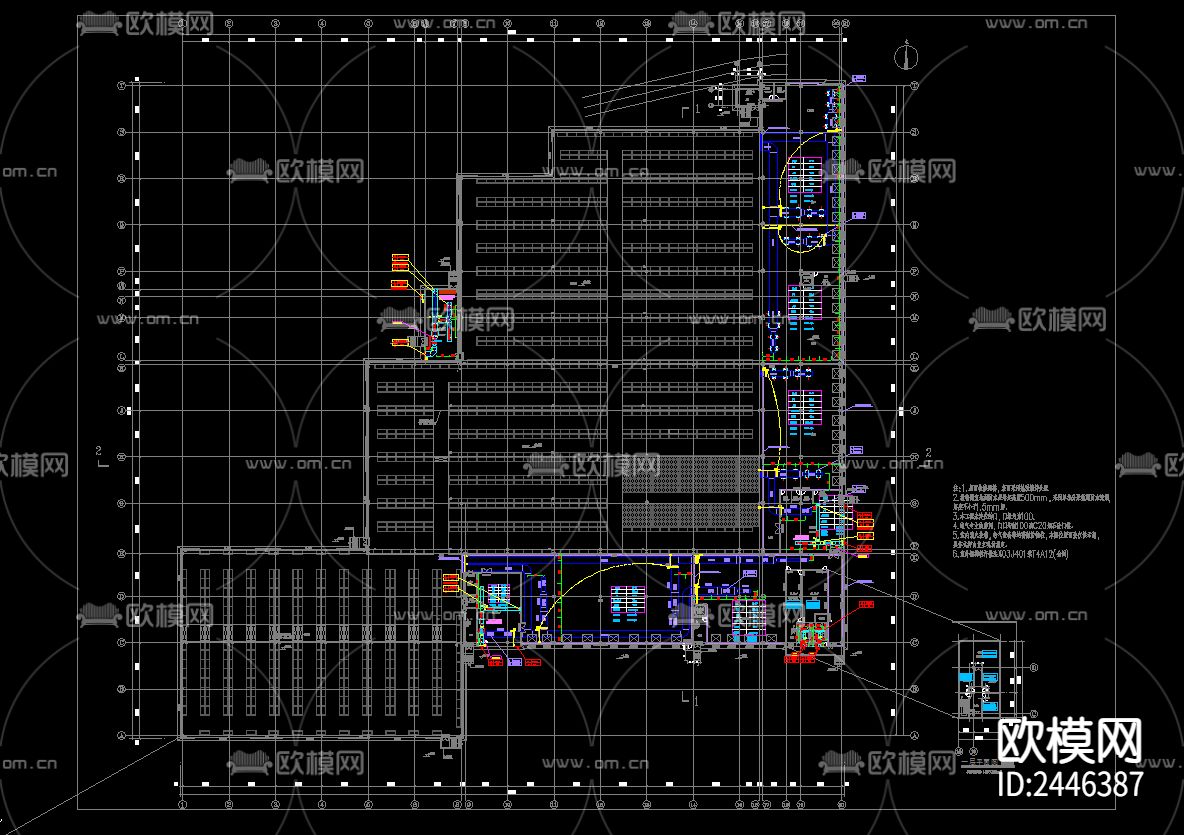物流仓库暖通CAD施工图下载（渲染图2）