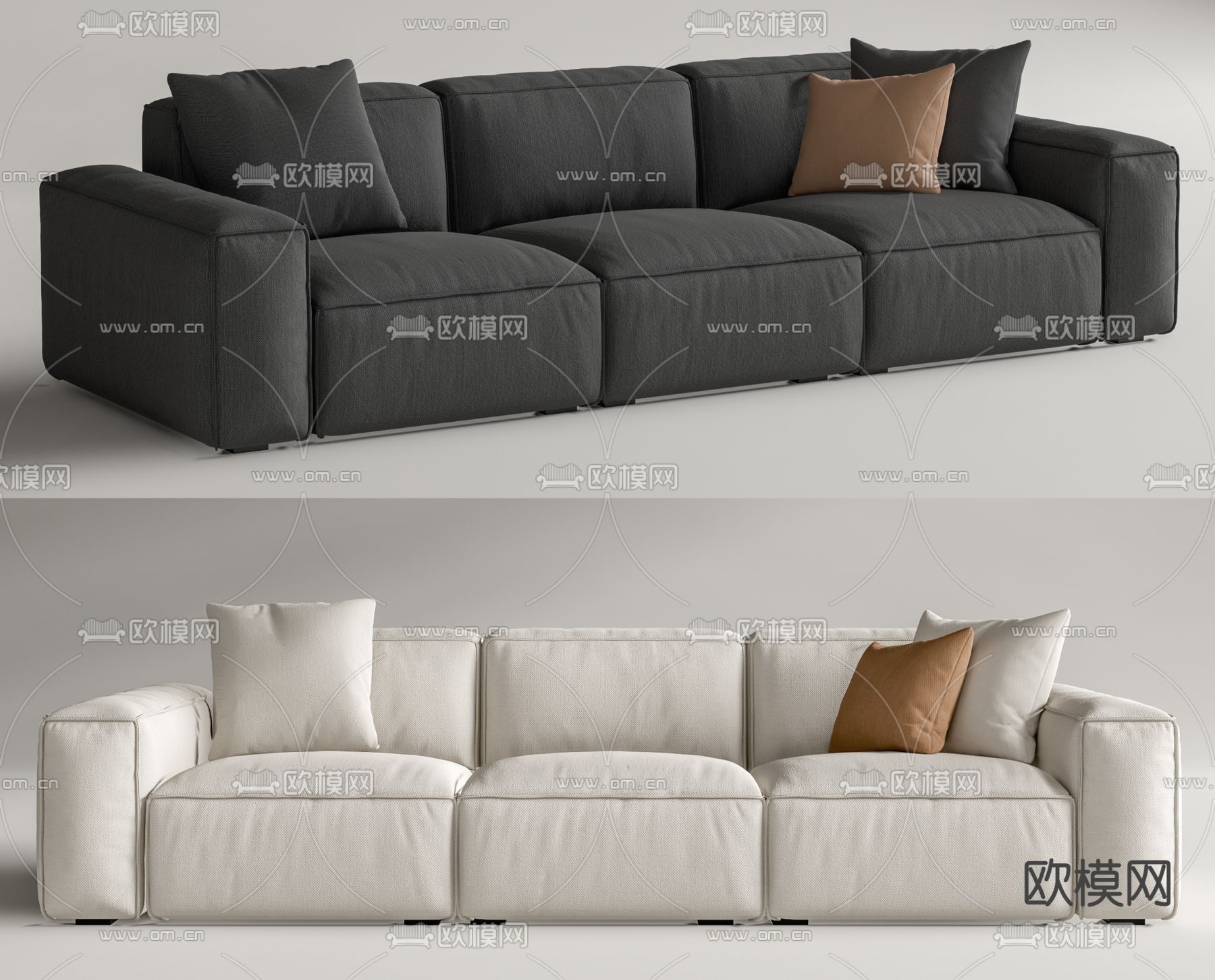 现代多人沙发su模型下载（渲染图1）