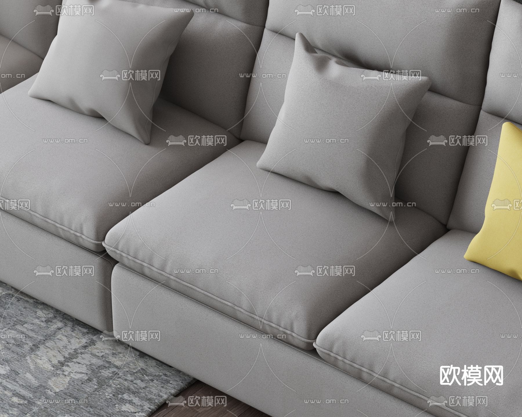 侘寂风灰色沙发3d模型下载（渲染图5）