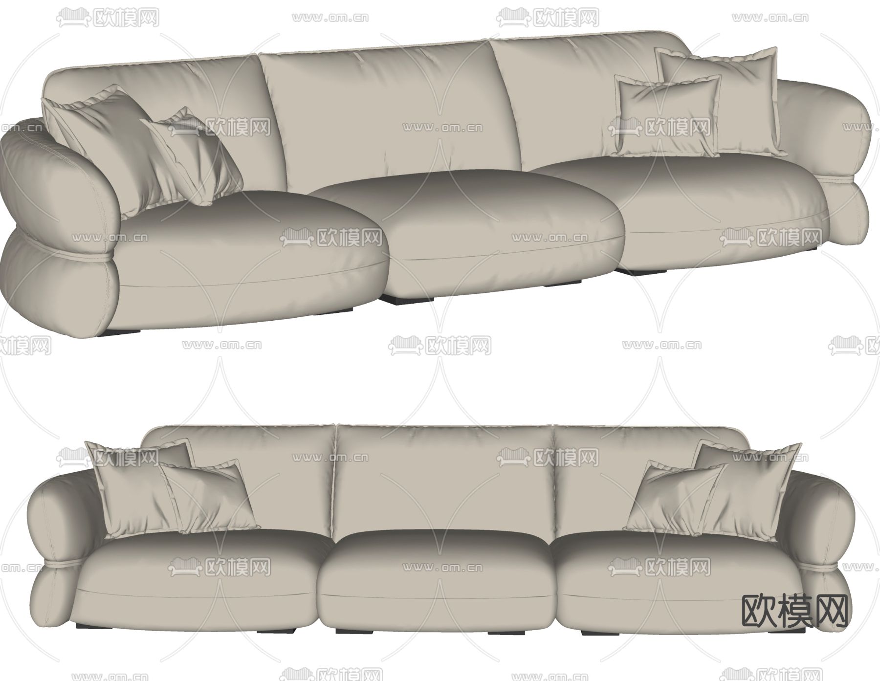 现代多人沙发su模型