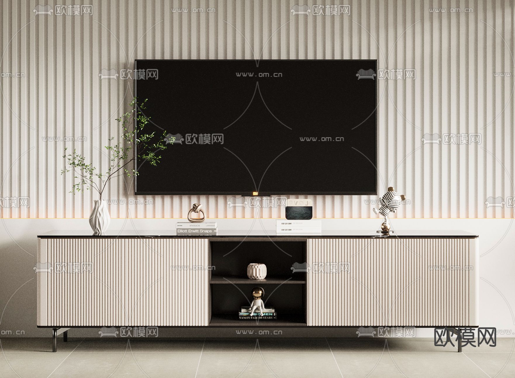 现代电视柜3d模型下载