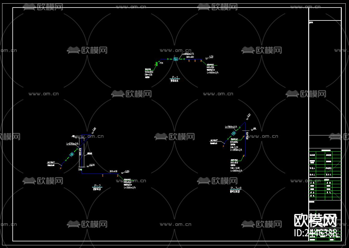 循环水处理厂房暖通CAD施工图下载（渲染图5）