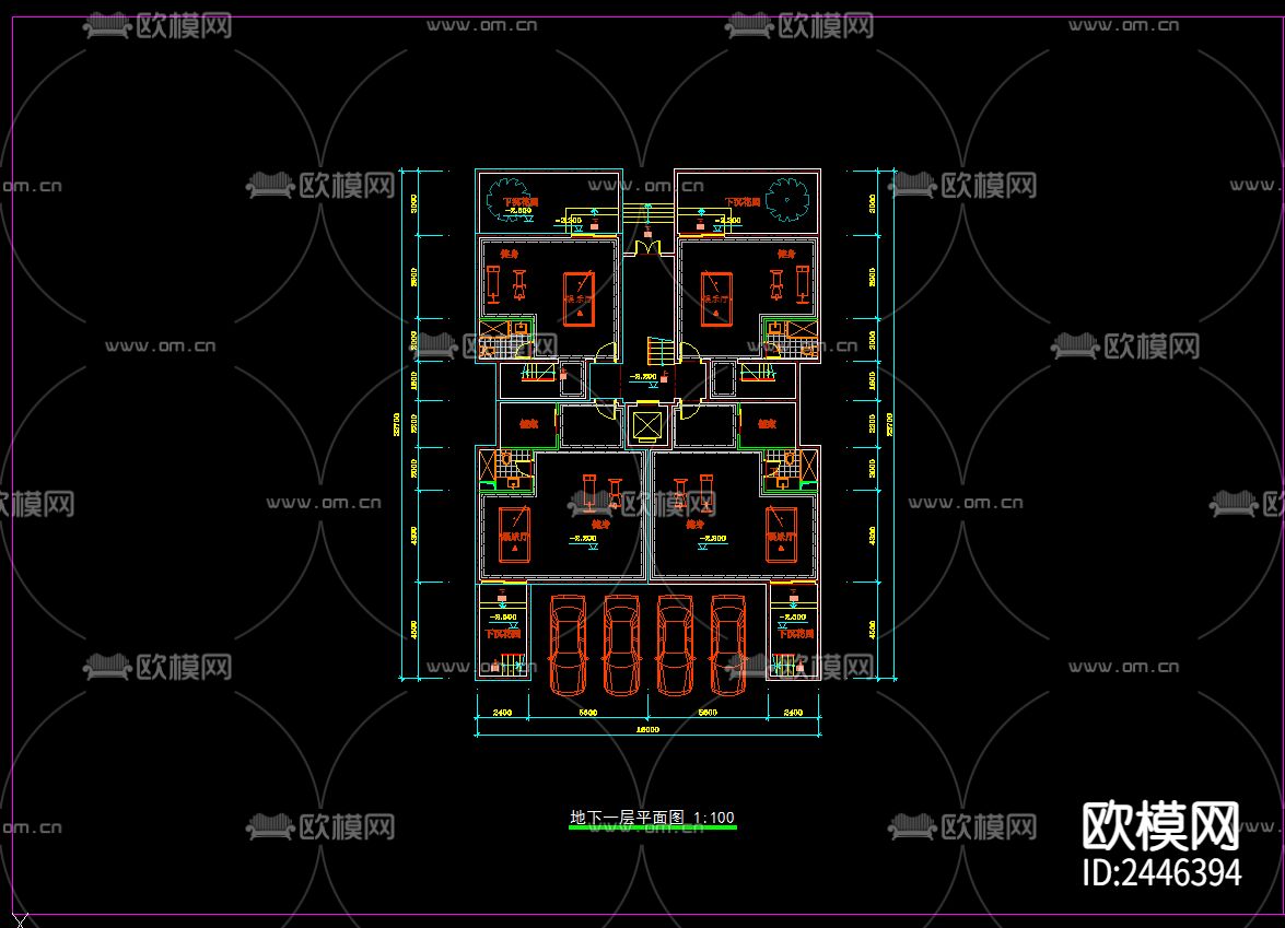 住宅楼户型CAD施工图下载（渲染图1）