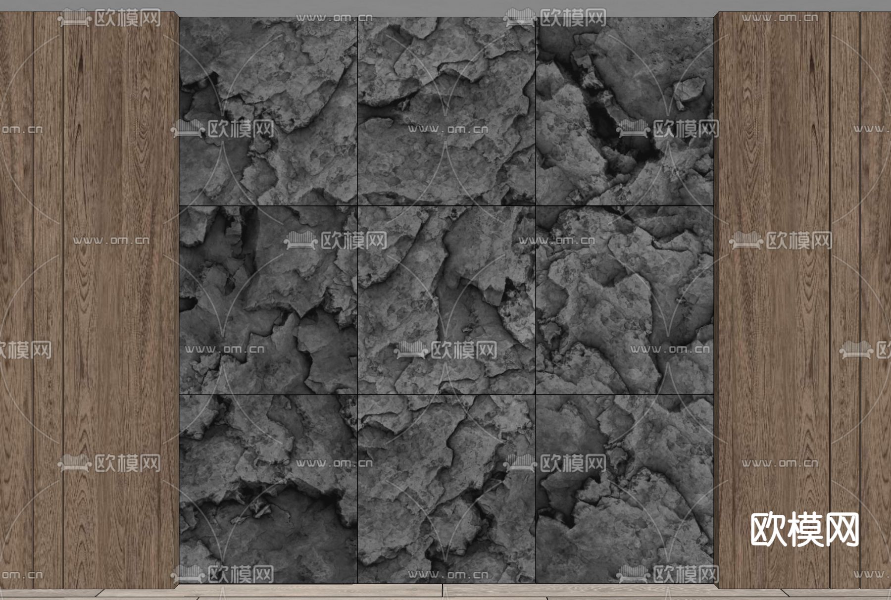 现代毛石墙su模型下载（渲染图2）