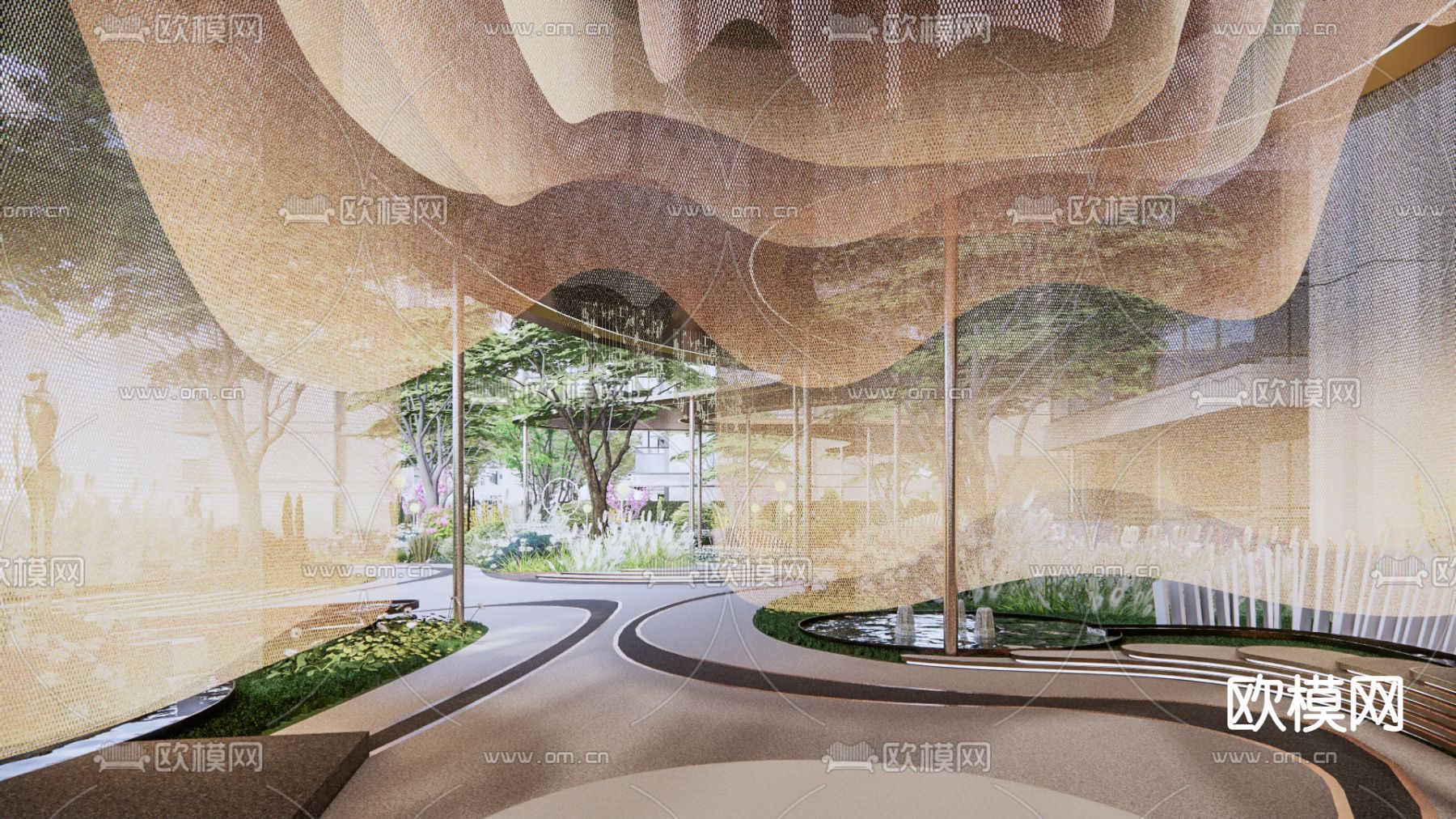 现代公园景观su模型下载（渲染图3）