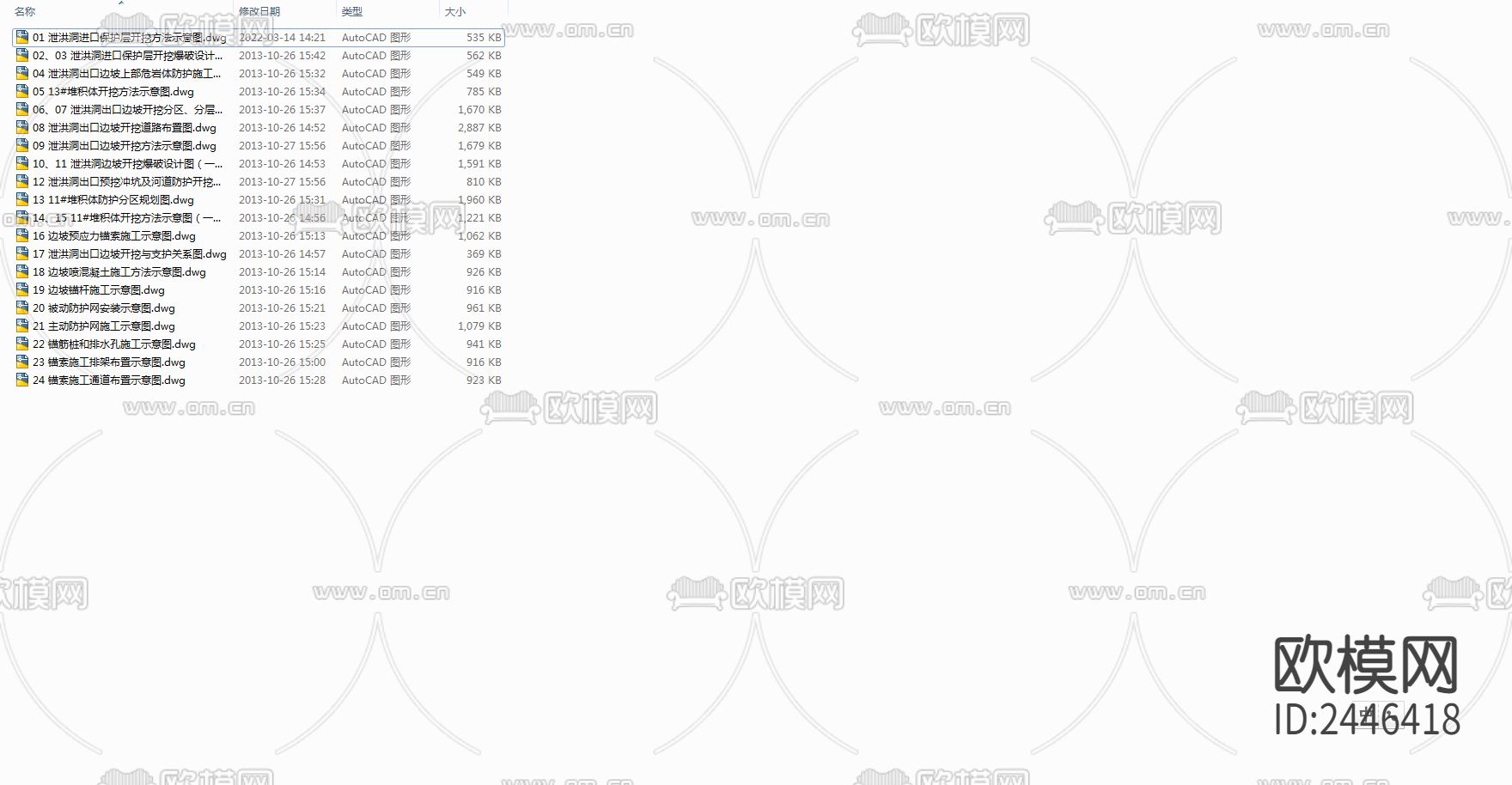 泄洪隧洞进出口开挖支护cad施工图下载（渲染图1）