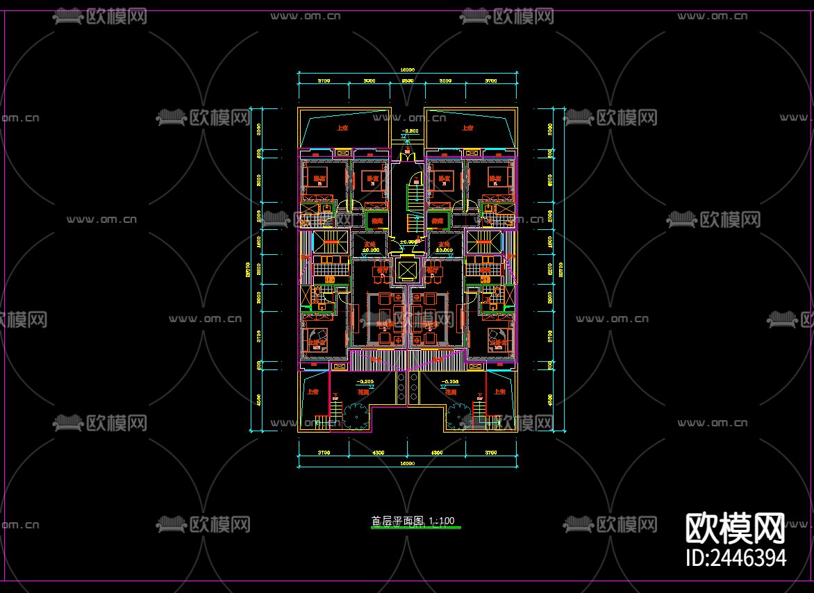 住宅楼户型CAD施工图下载（渲染图4）