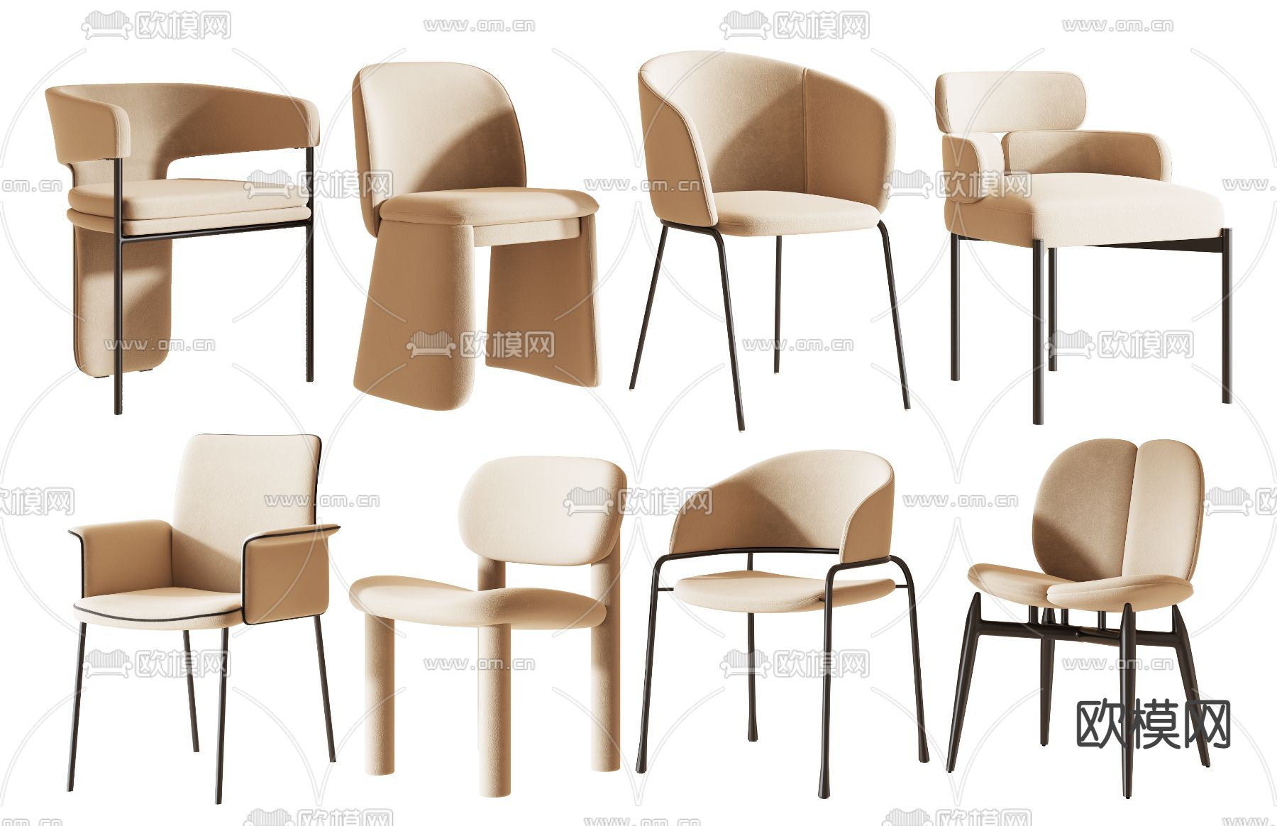 现代椅子 餐椅3d模型下载