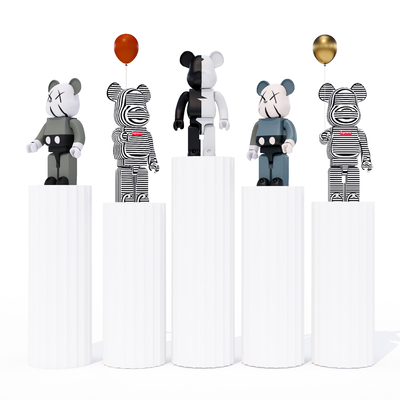  潮玩暴力熊摆件su模型 