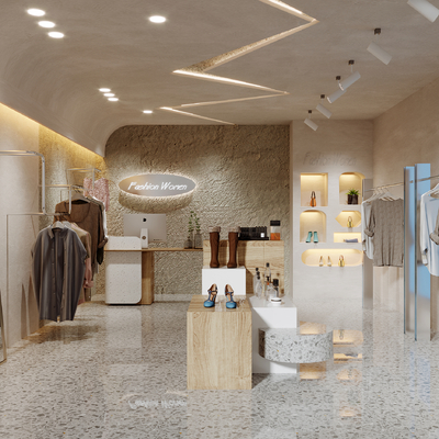  侘寂风女装 服饰店su模型 