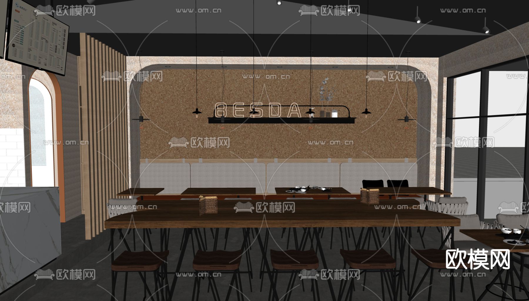 工业风奶茶店su模型