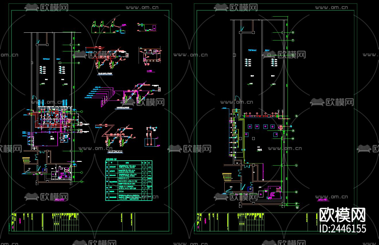 农贸市场地下室给排水CAD施工图下载（渲染图7）