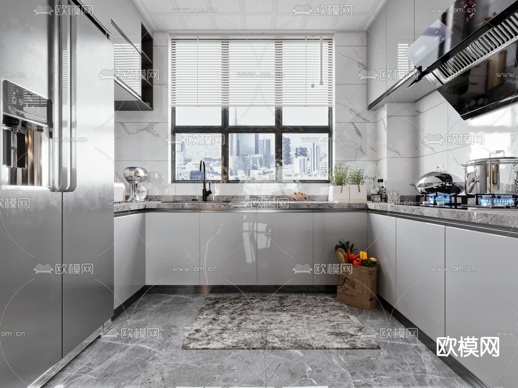 现代别墅客餐厅3d模型下载（渲染图5）