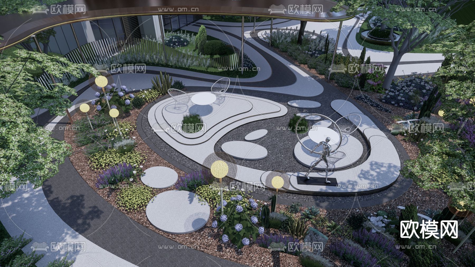 现代公园景观su模型下载（渲染图2）