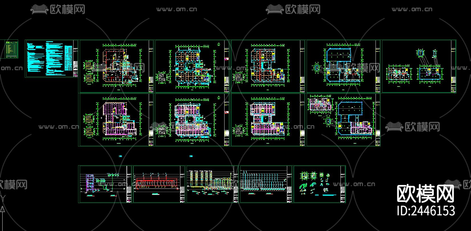 农贸市场综合楼给排水CAD施工图下载（渲染图1）