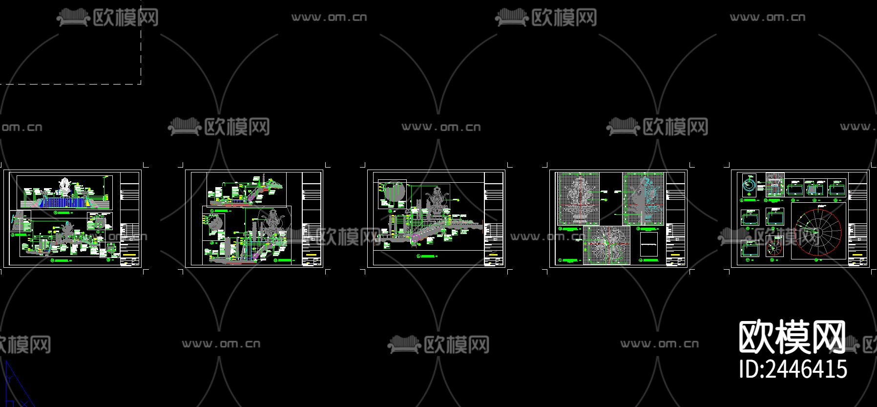 喷泉水池设计图节点大样下载（渲染图3）
