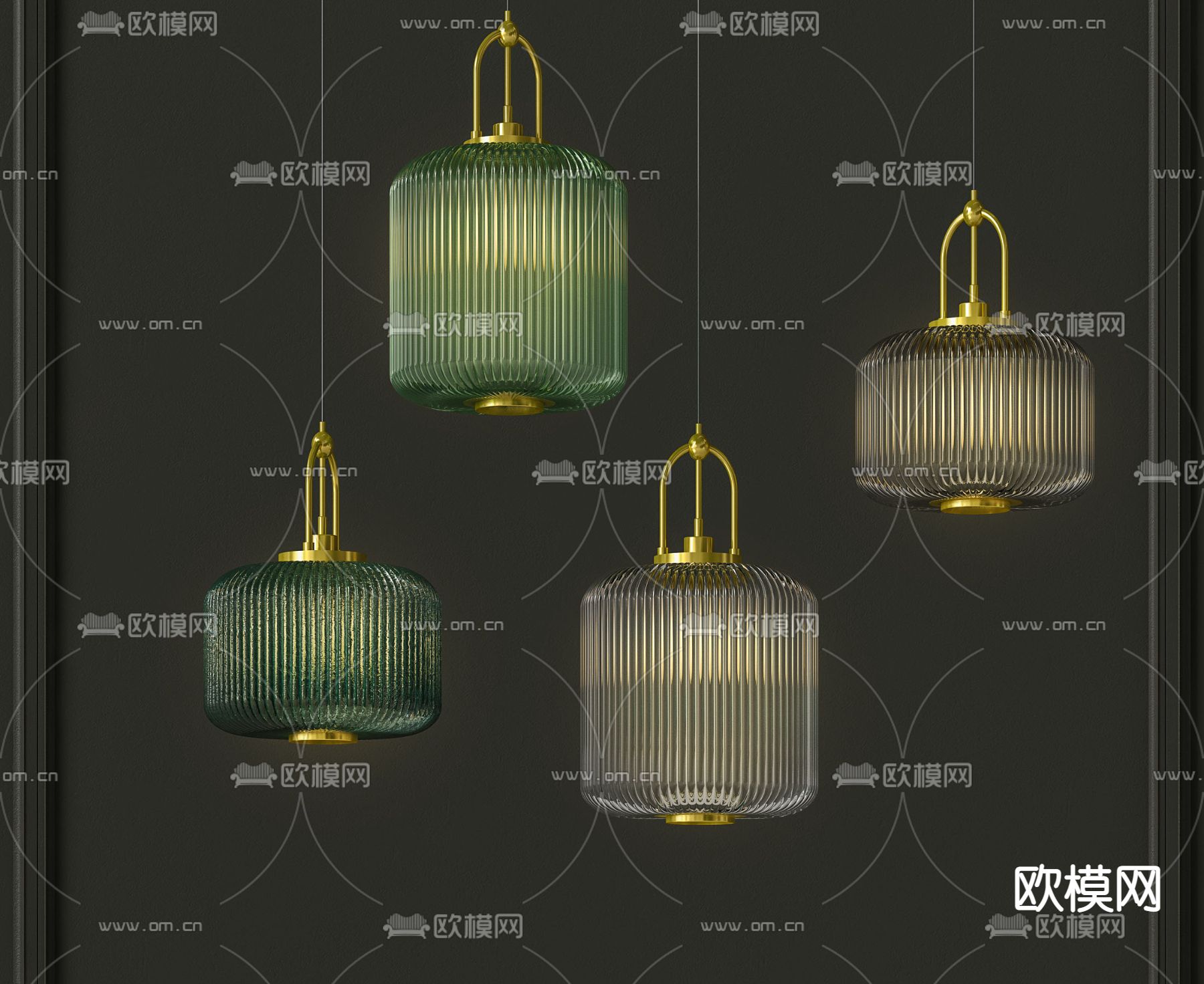 轻奢玻璃吊灯su模型下载
