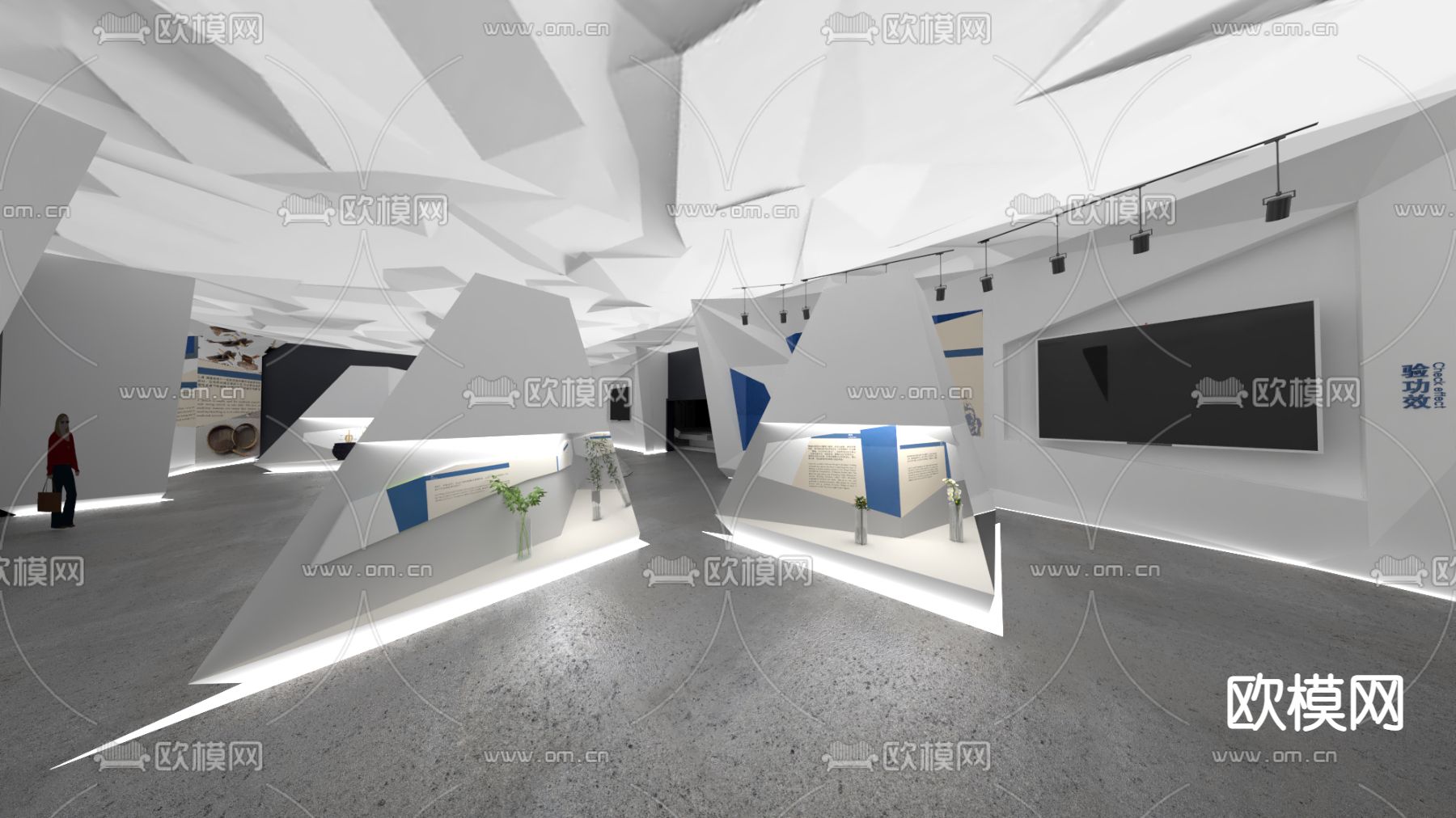 现代科技艺术展厅su模型下载