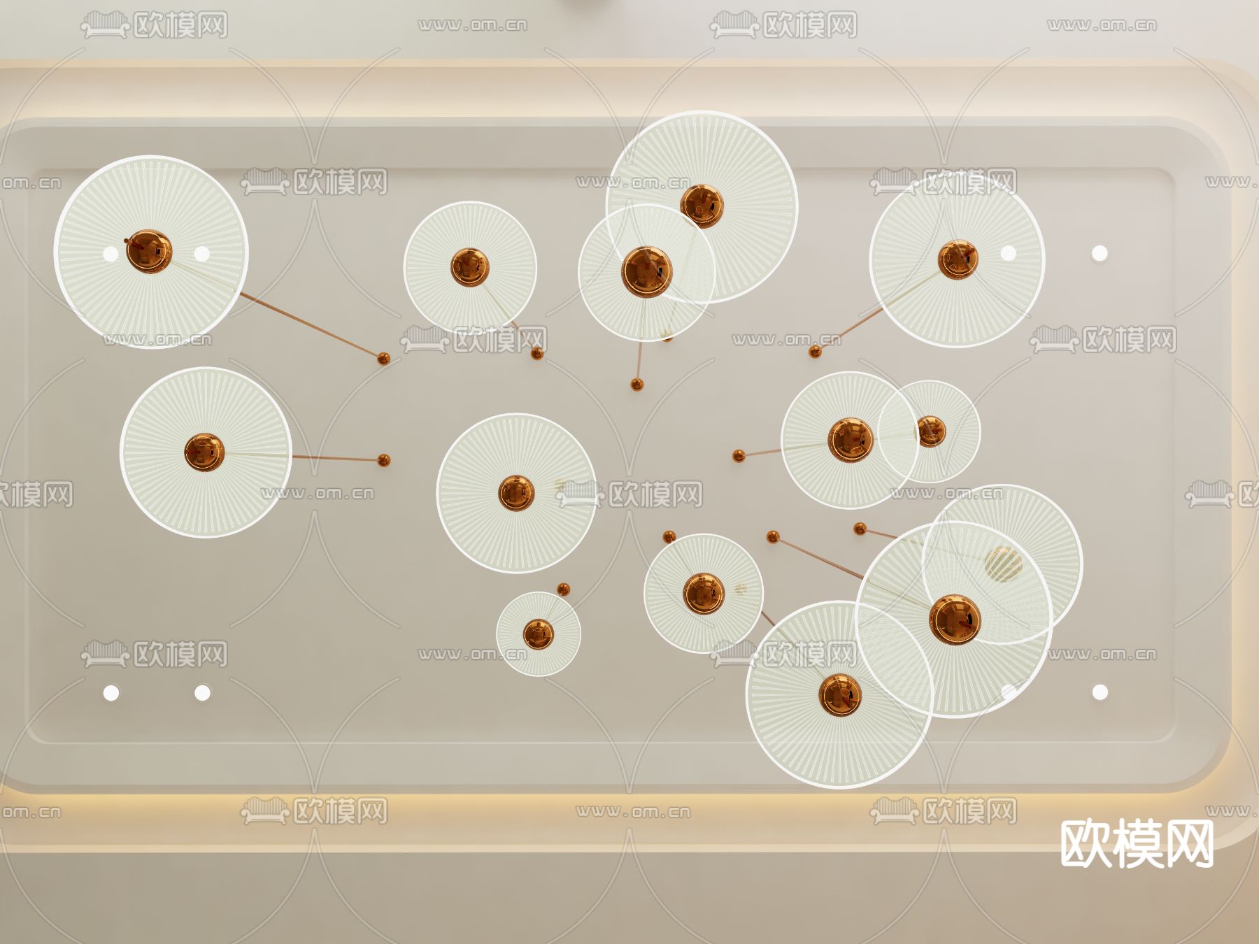 轻奢圆形艺术吊灯su模型下载（渲染图3）