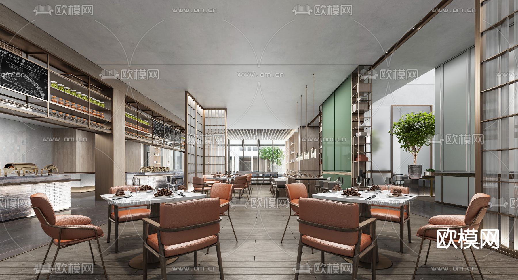 现代西餐厅3d模型下载