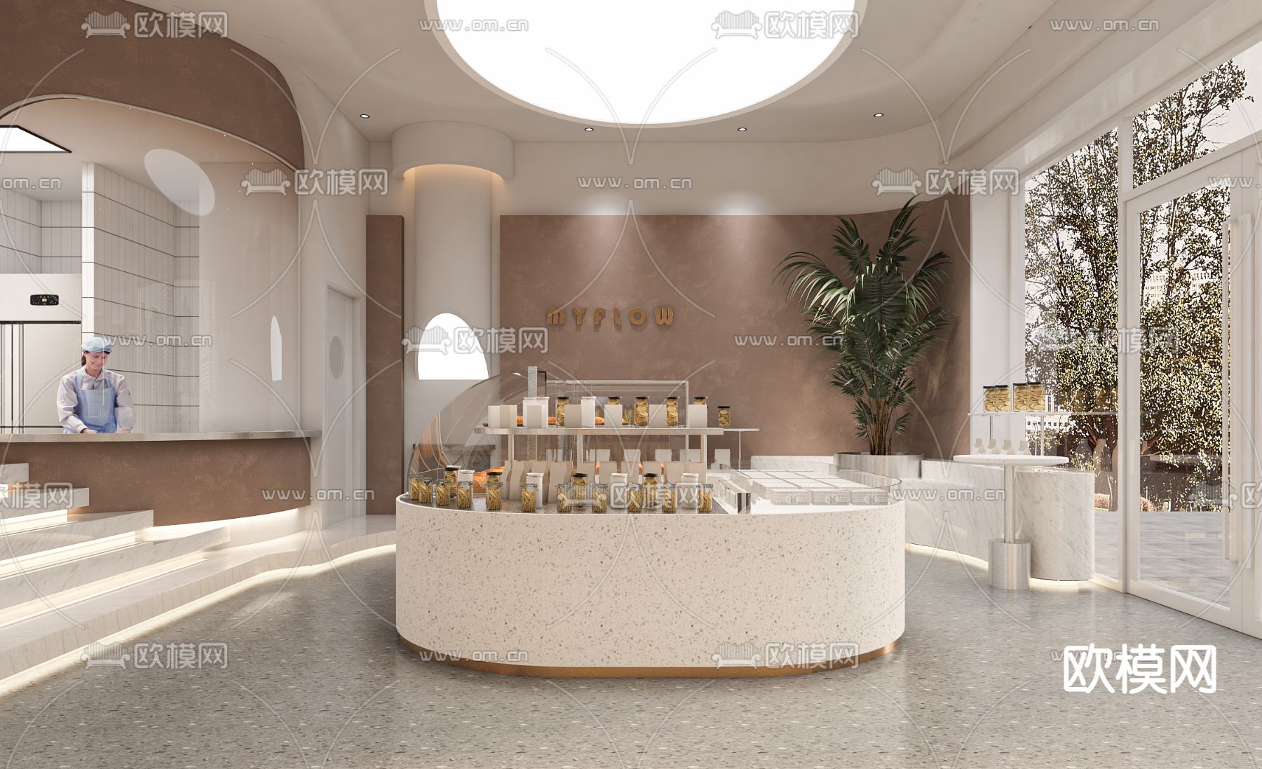 奶油风甜品面包店3d模型下载（渲染图3）