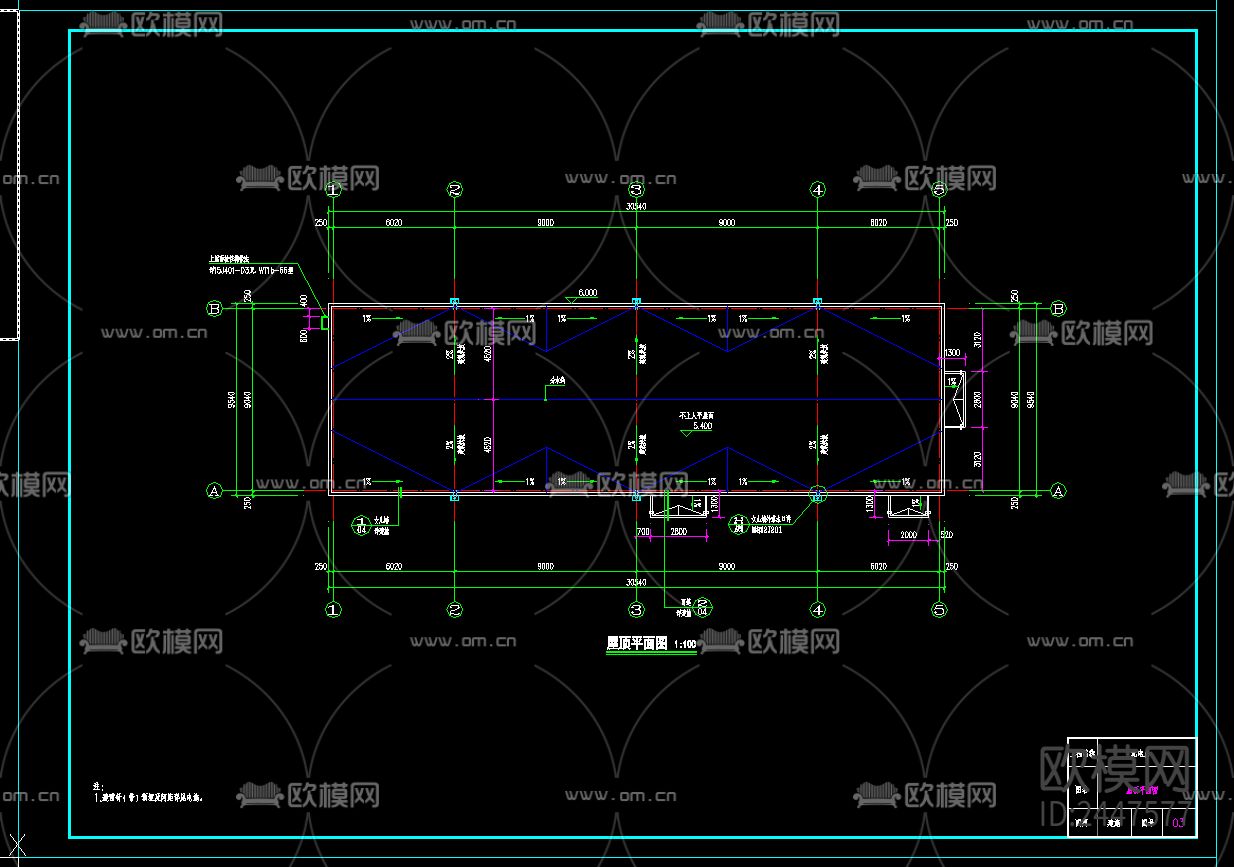 单层框架结构配电房CAD施工图下载（渲染图3）