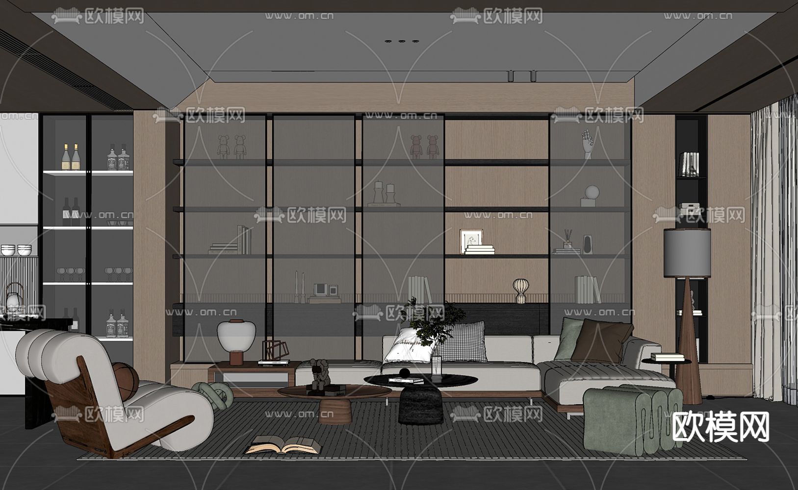 现代客厅su模型下载_ID12273736_sketchup模型下载-欧模网