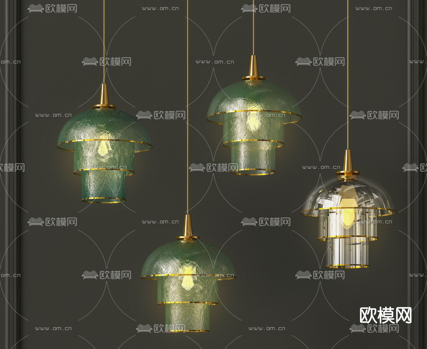 现代玻璃吊灯su模型下载