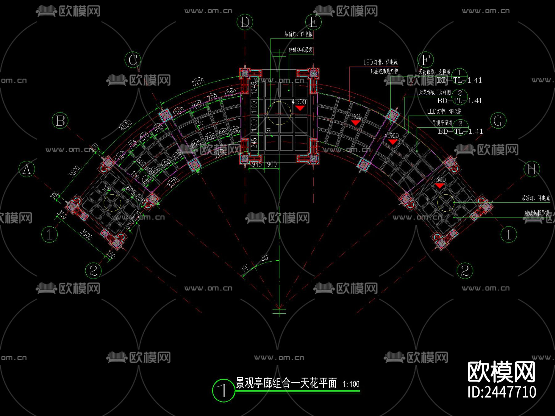 歐式景觀亭廊CAD施工圖下載（渲染圖3）
