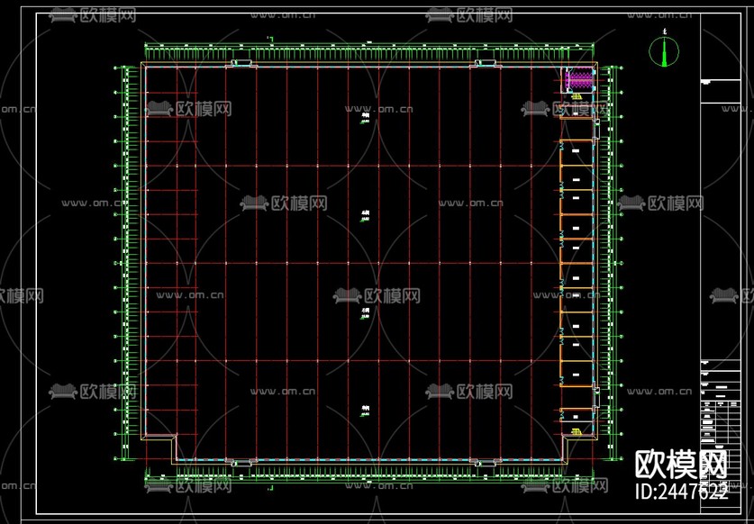 現(xiàn)代二層廠房建筑CAD施工圖下載(渲染圖2)