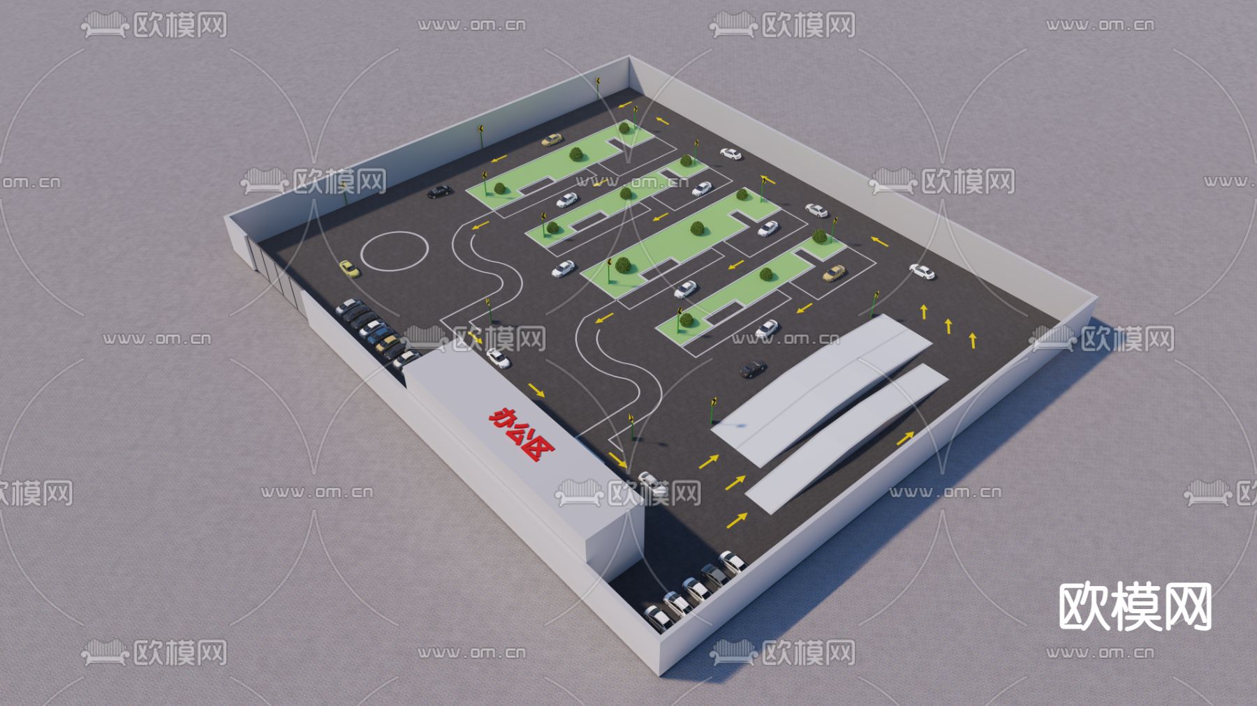 现代驾校练习场车场su模型下载