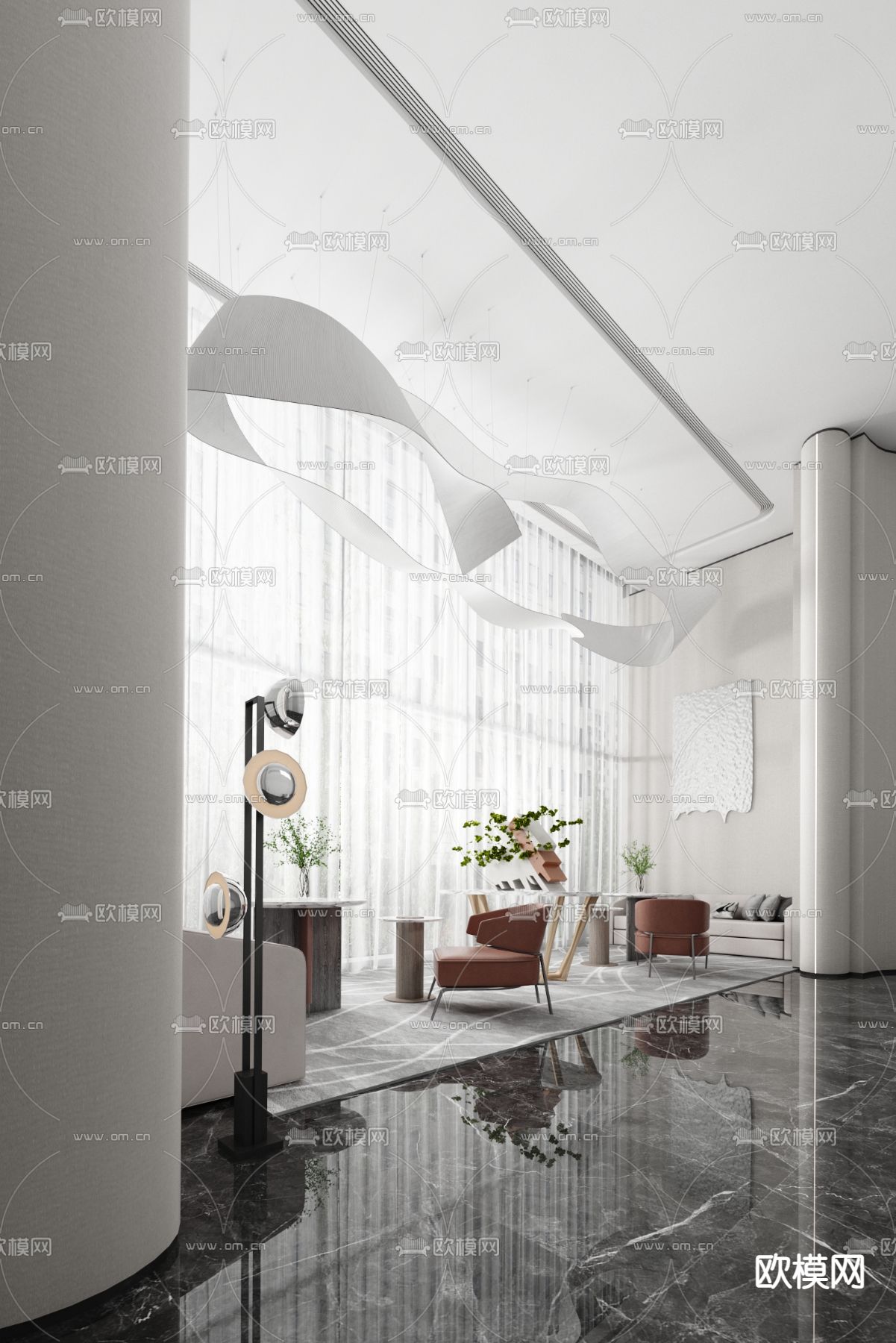 赛拉维设计 现代售楼处洽谈区su模型下载