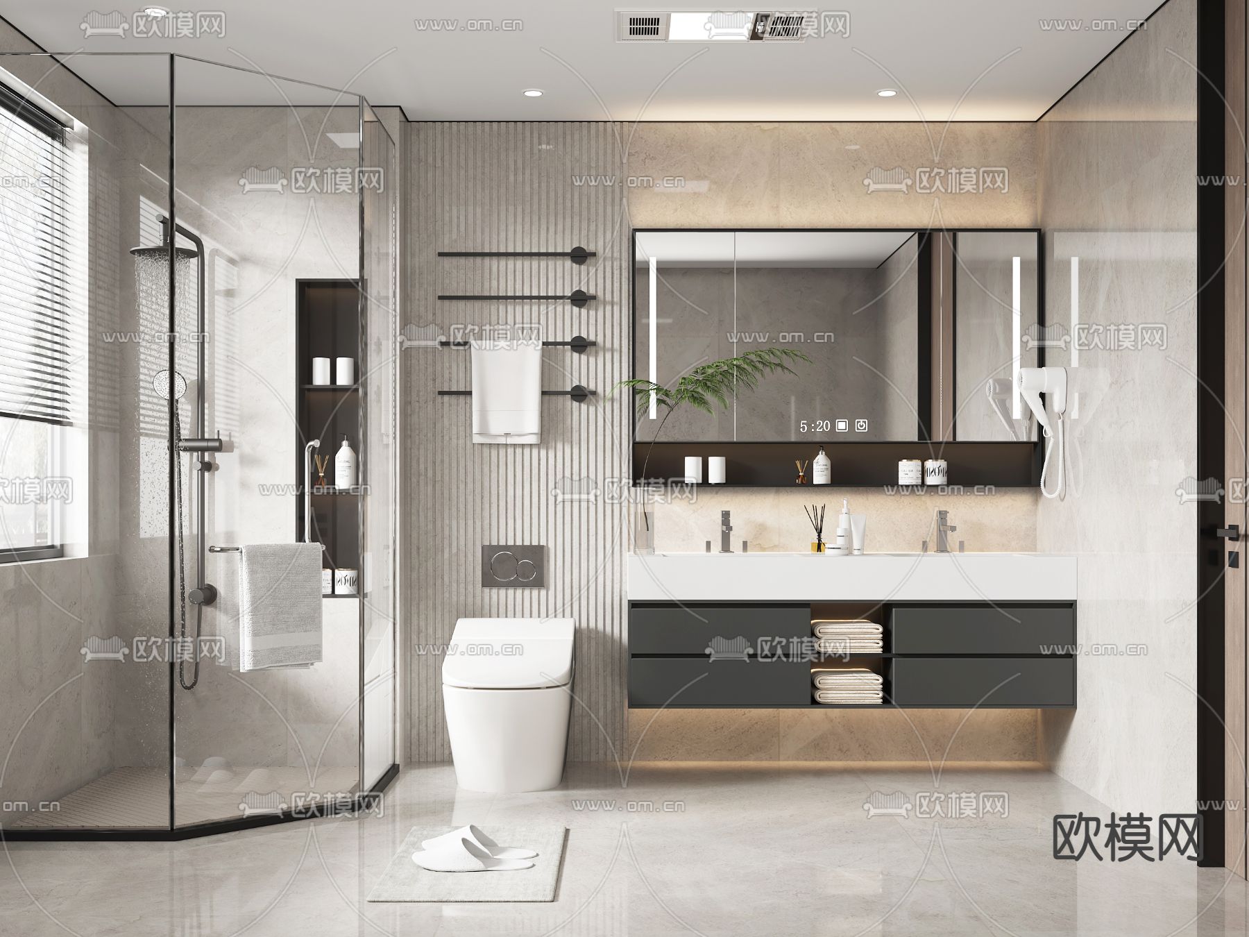 现代卫生间 浴室 洗手间3d模型下载