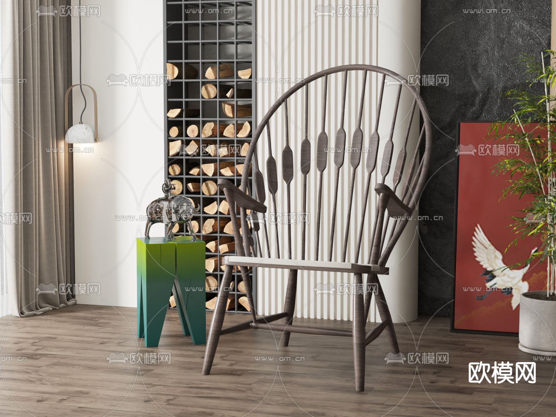 新中式休闲椅子3d模型下载