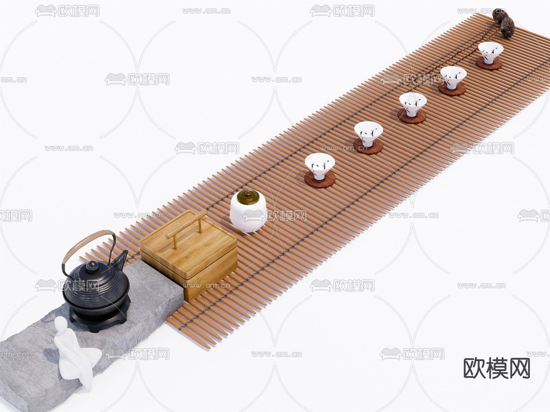 新中式禅意茶具 杯子su模型下载（渲染图4）