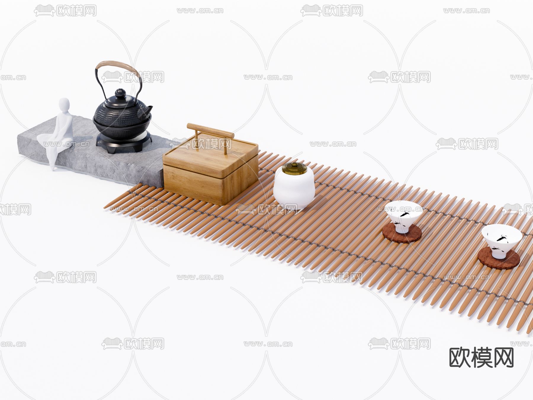 新中式禅意茶具 杯子su模型下载（渲染图1）