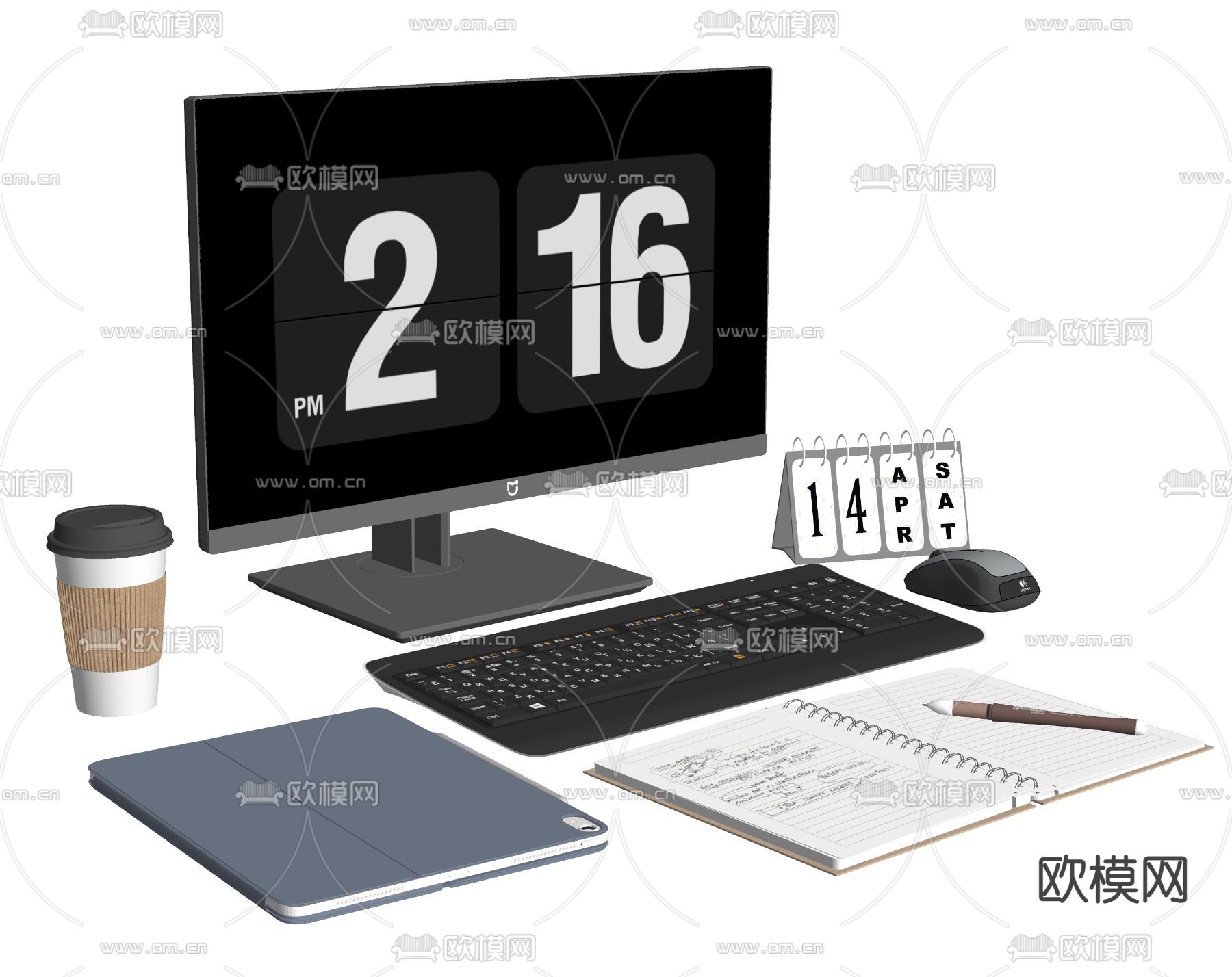 现代电脑 键盘su模型